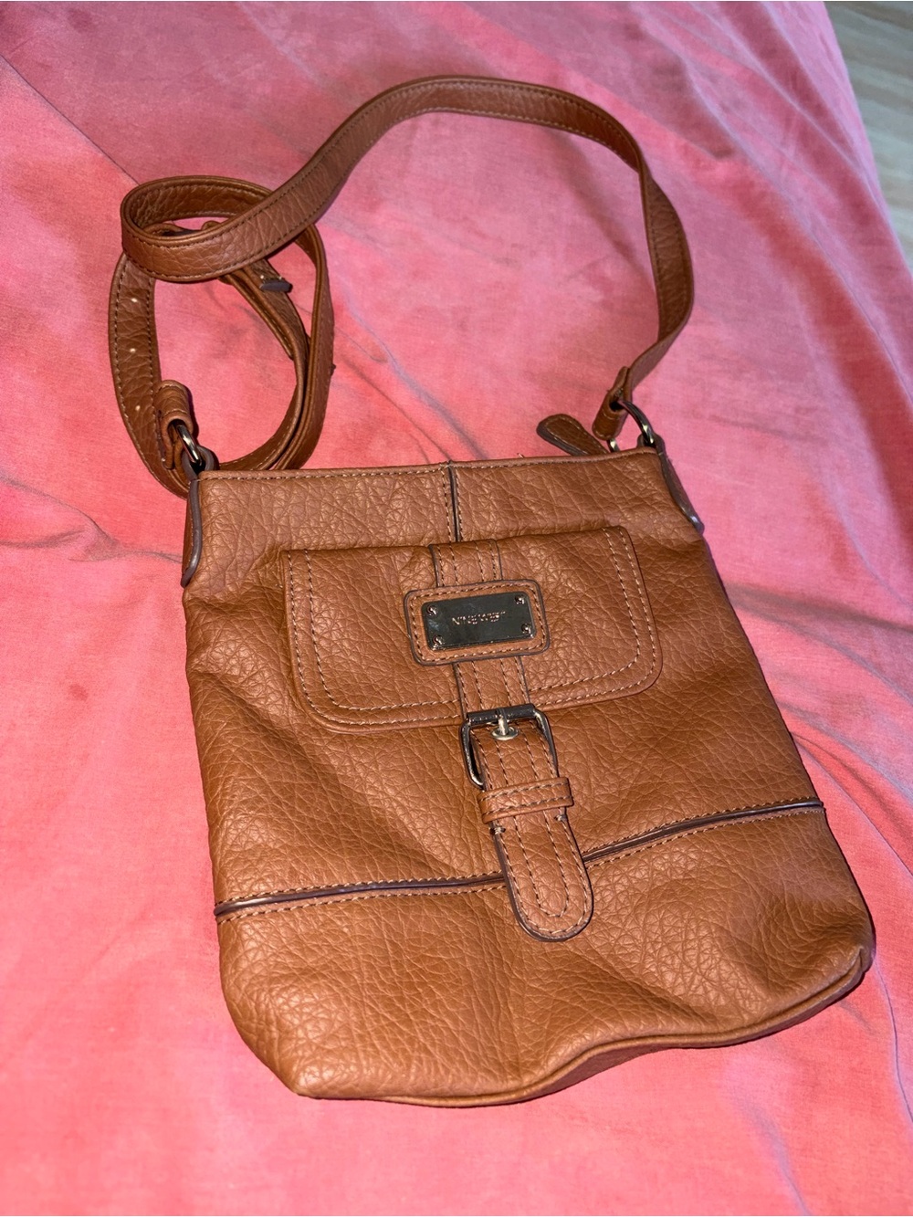 Fossil Tan Pebbled Leather Crossbody nine west